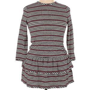 Brooks Brothers Black Red striped Girls Ruffle Shift Long Sleeve Dress Size XL N